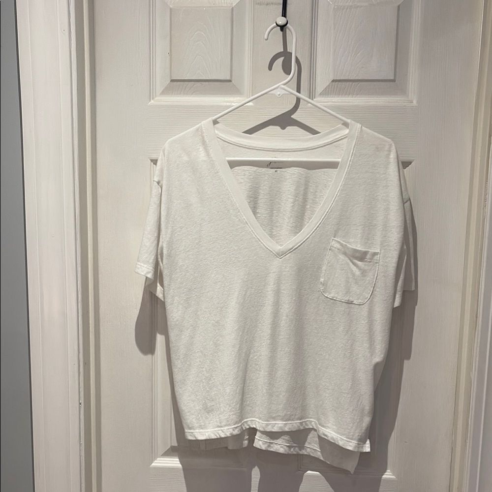 J.Crew white  V-Neck Women's Top SZ Medium